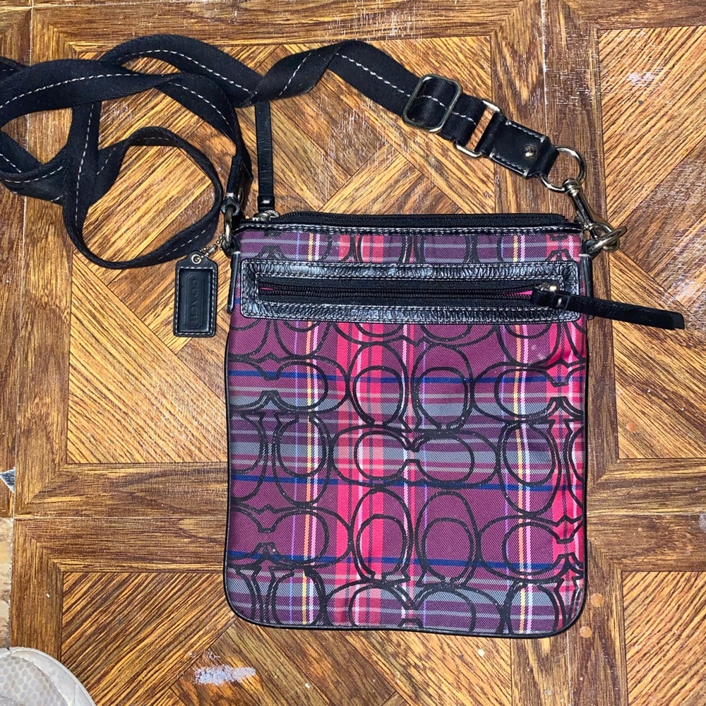 Coach Crossbody Bag - Red and Black Plaid